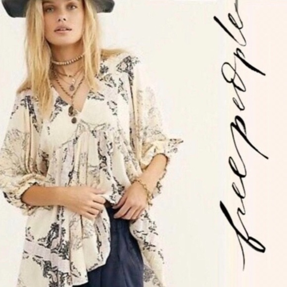 Free People Tops - Free People Girl Talk Boho Printed Tunic